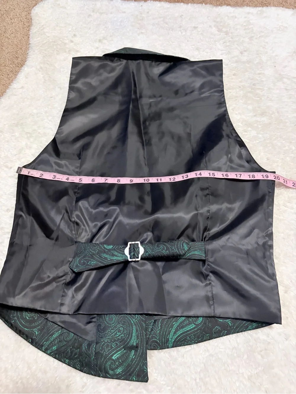 Barry wang small Emerald Green & Black Paisley Brocade Suit Vest